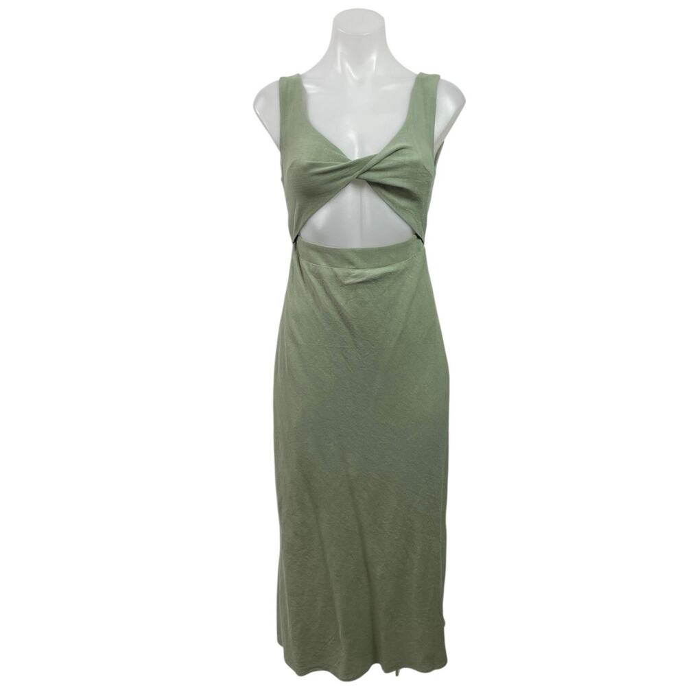 NEW Petal & Pup Apollo Green Sleeveless Twist Cut Out Maxi A-Line Tank Dress XS